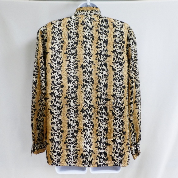 Nicola Blouse Vintage 80s Secretary Mixed Animal Print Poly Satin 8 M - Picture 3 of 8